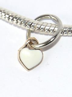 Korálek Fashion Jewerly - Přívěsek Srdce Drobné Zlaté s Bílou glazurou, Elegant Heart Gold Lady 2349