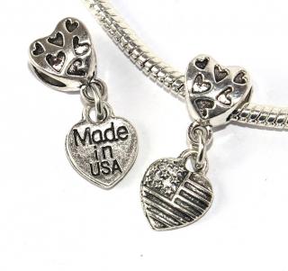 Korálek Fashion Jewerly - Přívěsek Srdce Made in USA, Vyrobeno v USA, Vlajka 2342