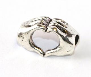 Korálek na náramek Fashion Jewerly - Dvě ruce spojené, tvoří srdce, Láska 1842