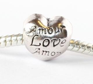 Korálek na náramek Fashion Jewerly - Srdce, Amour, Love, Amor 1664