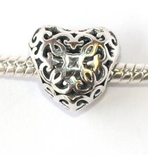 Korálek na náramek Fashion Jewerly - Zdobené srdce 1620 (Stříbro o ryzosti 925/1000)