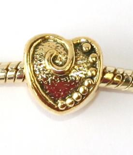 Korálek na náramek Fashion Jewerly - Zlaté srdce s kudrlinkou 1725