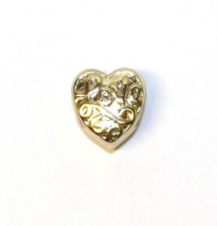 Korálek na náramek Fashion Jewerly - Zlaté srdce s nápisem Love 1084 (pozlacené 18k)