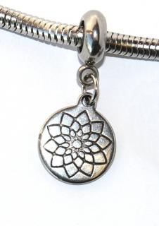 Korálek nerezový Fashion Jewerly - Přívěsek Lotosový květ, Mandala, Posvátná geometrie 2584