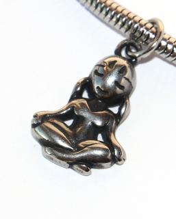 Korálek nerezový Fashion Jewerly - Přívěsek Meditující dívka, Vnitřní klid a mír, Meditace, Love Yoga. Lotosový posed 2580