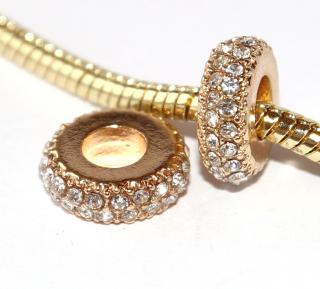 Korálek s velkým průvlekem Fashion Jewerly - Zlatý kroužek s crystaly, Elegantní dáma 2722