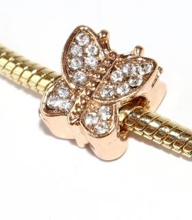Korálek s velkým průvlekem Fashion Jewerly - Zlatý motýl, Třpytivá kráska 2729