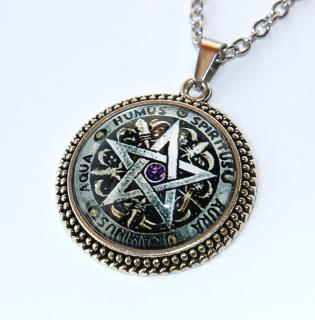 MR Amulet Fashion Jewerly - Pentagram, Životní cyklus, Posvátná země, Duše Voda Půda Vzduch Cesta životem 3407