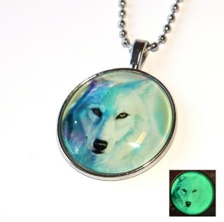 MR Amulet, Kuličkový řetízek s přívěskem, Bílý vlk, co Svítí ve tmě, Svoboda, Volnost, Divokost, Wolfs Freedom 3339