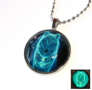 MR Amulet, Kuličkový řetízek s přívěskem, Modrý vlk, co Svítí ve tmě, Svoboda, Volnost, Divokost, Wolfs Freedom 3340