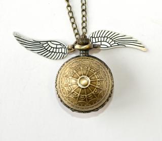 MR kapesní, otevírací hodinky na řetízku - Zlatonka, Kulička s Křidélky, Andělská dušička, Angel wings 1202