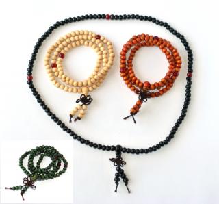 Náramek/náhrdelník Fashion Jewerly - Buddha modlitba, Meditace, Yoga Life, 108 santalových korálků 992 (korálky ze dřeva)