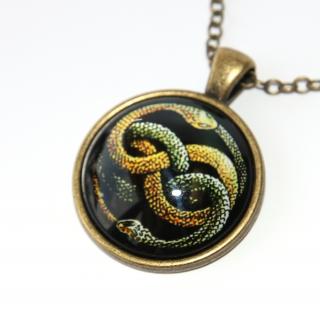 Řetízek bronzový Fashion Jewerly - Amulet Uroboros, Dva hadi propletení do sebe, Nekonečno bytí 3169