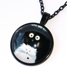 Řetízek Fashion Jewerly - Amulet černá kočka s Bílou, Maminka s koťátkem, Balance, Love cats 3180