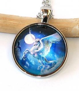 Řetízek Fashion Jewerly - Amulet Létající kůň, Pegas, Měsíční ochránce 2201