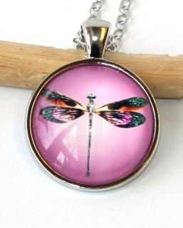 Řetízek Fashion Jewerly - Amulet Vážka v růžové, Dragonfly Pink 2210