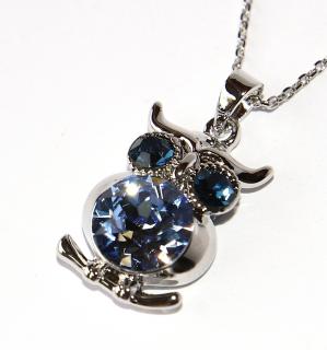 Řetízek Fashion Jewerly - Exclusive Modrá sova s krystaly, Elegantní dáma, Moudrá bytost 2873
