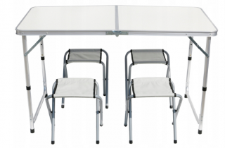 Ekspan TURISTICKÝ SET Skládací stůl 120x60 4 židle Barva: Bílá