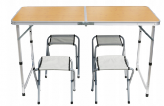 Ekspan TURISTICKÝ SET Skládací stůl 120x60 4 židle Barva: Dřevěná