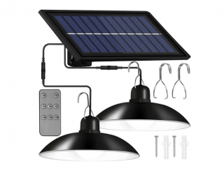 Izoxis Solární závěsná zahradní lampa LED s dálkovým ovládáním, IP44, 3600 mAh, černá