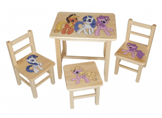 Drew-mix Dětský stůl ze dřeva se židličkami Ponny Vzor 11