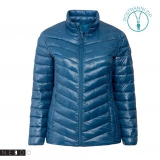 Needo Dámská prošívaná EXTRA VĚTŠÍ bunda s postranními zipy (modrá) Velikost: 56