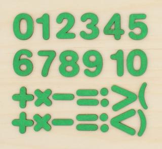 1 sada zelených čísel se znaménky