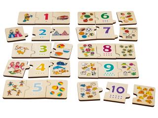 Dřevěné puzzle Počítání do 10 (Playtive 1)