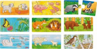Dřevěné puzzle Zvířátka a jejich rodiny (9 dvojic)