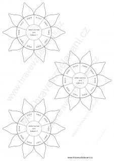 Pracovní listy na +- do 9 (květiny s více sčítanci a menšiteli)