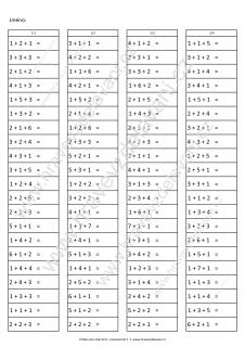 Pracovní listy s klasickými příklady (sčítání a odčítání do 9 s více sčítanci a menšiteli)