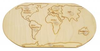 Vkládací dřevěná mapa světa