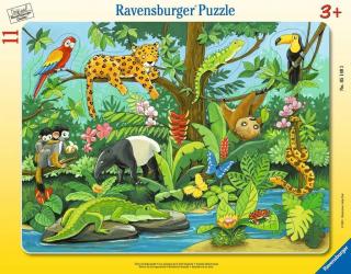 Vkládací puzzle Zvířátka z deštného pralesa (11 dílků)