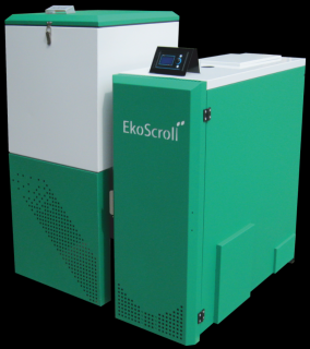 EkoScroll Alfa 19kW + regulace EcoMAX 800R pelety EA2026719 (Kotel na pelety 19 kW s řídící automatikou  EcoMAX800R  5 emisní třída.Standartní provedení a provedení se zúženým zásobníkem.  )