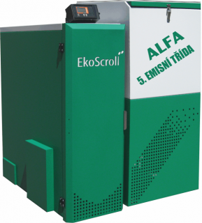 EkoScroll Alfa 42kW + regulace EcoMAX 800R uhlí a pelety EA2027042 (Kotel na uhlí a pelety 42kW  s řídící automatikou  EcoMAX800R  5 emisní třída.Standartní provedení a provedení se zúženým zásobníkem.  )