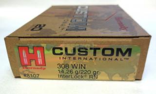náboj kulový Hornady Custom International .308WIN, 220gr, RN