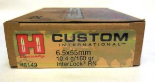 náboj kulový Hornady Custom International 6,5x55, 160gr SP