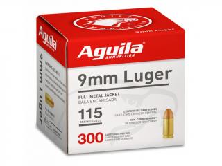 náboj pistolový Aguila 9mm Luger FMJ 115gr, sypané po 300 ks