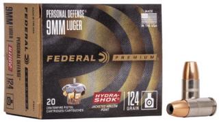 náboj pistolový Federal 9mm Luger Personal Defence, 124gr/8g, Hydra Shok JHP