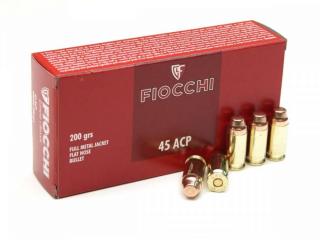 náboj pistolový Fiocchi .45ACP, 200gr/12,96g, FMJ-FN, střižná hrana