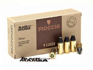 náboj pistolový Fiocchi 9mm Luger, 100gr/6,5g, FMJTC, Black Mamba