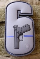 nášivka 3D JTG  6 - Watch your six  Glock, šedá