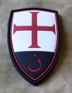 nášivka 3D JTG štít s křížem  Crusader shield , šedá/červená