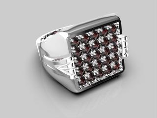Stříbrný pánský prsten granát 8,8 g, Ag 925/1000+Rh velikost prstenu: 65