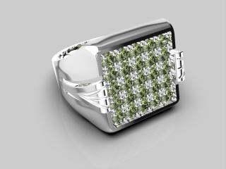 Stříbrný pánský prsten vltavín 9 g, Ag 925/1000+Rh velikost prstenu: 64