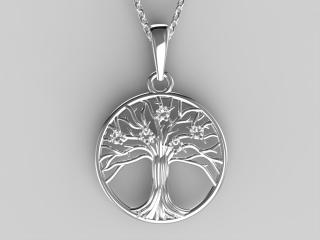 Stříbrný přívěsek strom života - kubický zirkon 4,4 g, Ag 925/1000+Rh