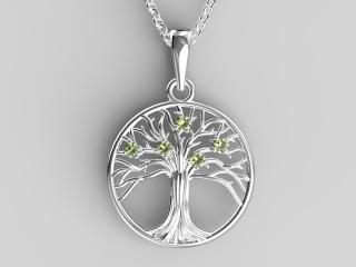 Stříbrný přívěsek strom života - vltavín 4,1 g, Ag 925/1000+Rh