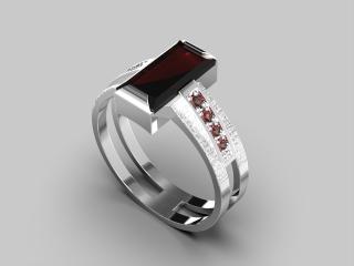 Stříbrný prsten - almandin, granát, Ag 925/1000+Rh hmotnost: 3,1 g, velikost prstenu: 51