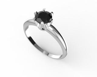 Stříbrný prsten - černý spinel, Ag 925/1000+Rh hmotnost: 1,4 g, velikost prstenu: 53