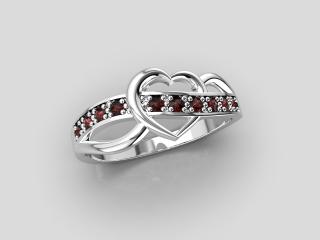 Stříbrný prsten - granát, Ag 925/1000+Rh hmotnost: 2,1 g, velikost prstenu: 52